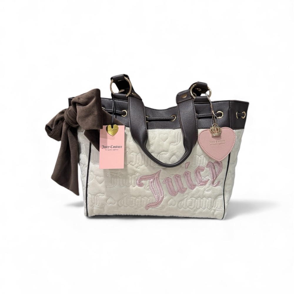 NWT Juicy Couture Vintage Dreams Tote | Angel Chocolate Cream and Pink Tote Bag